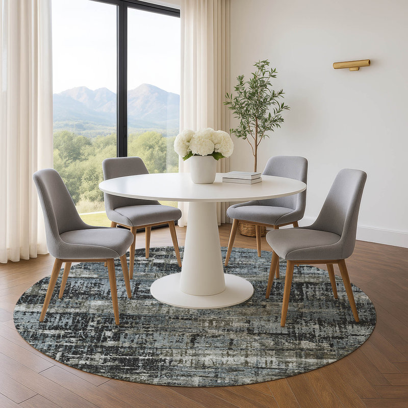 Premium Machine Washable Mouton Geometric Rug, Round 8'