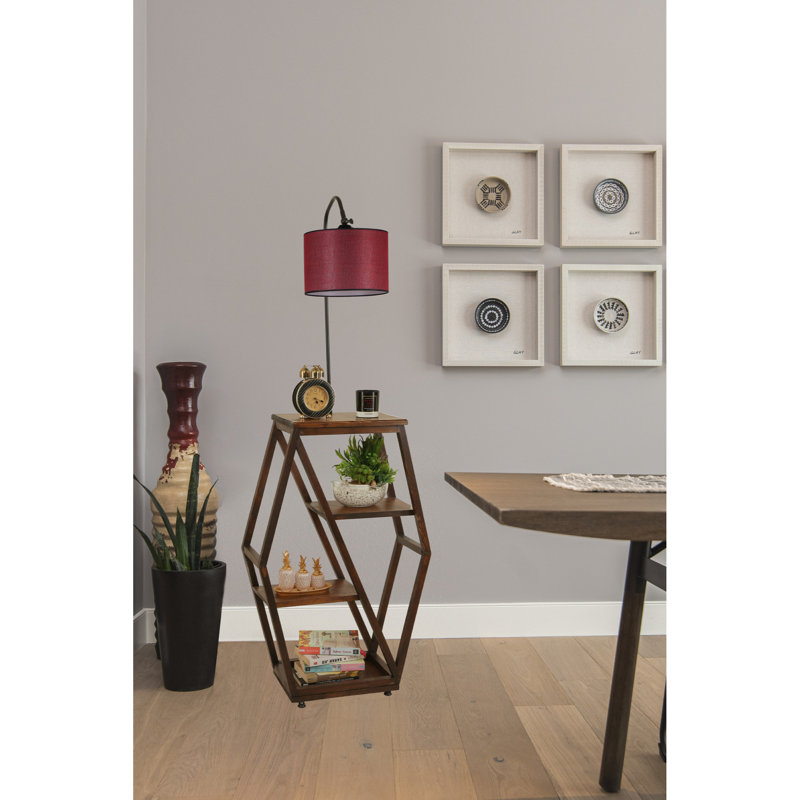 Lorane 165 H cm Task Floor Lamp, Claret Red, Walnut