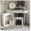 Bureau de coiffeuse de coin avec miroir et lumières DEL, ensemble de coiffeuse moderne avec tabouret, grand espace de rangement pour les petits espaces, miroir pliant réglable en luminosité
