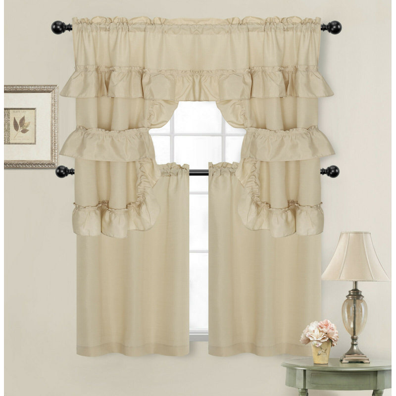 Sonja Ruffled Kitchen Curtain, Linen