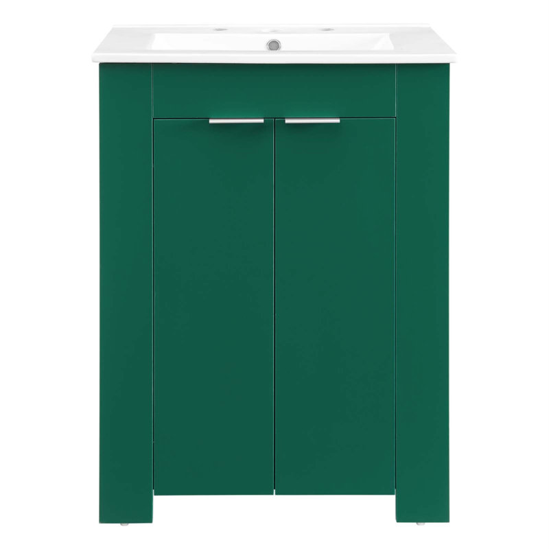 Maybelle 24" Bathroom Vanity by Modway, Green, White