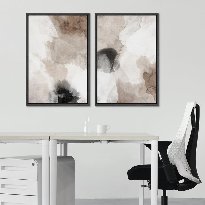 «Pastel Grunge Paint Stroke Abstract Shapes», art moderne, décoration murale, Calm Relax, 2 pièces, Noir, H 36 po x l 24 po