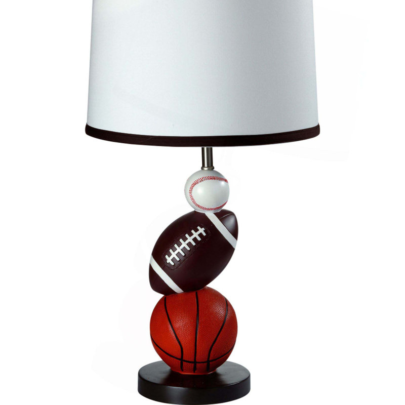 Lampe de table haute en polyrésine 25 po, design multisports, abat-jour en lin blanc