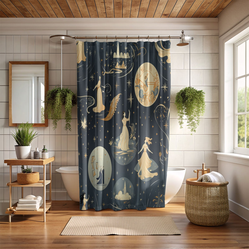 Rideau de douche abstrait Ingetraud, H 74 po x l 71 po
