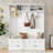 3-In-1 Hall Tree 59" Wide With 5 Hooks And Bench And Drawers, Muti-Functional Entryway Coat Rack, Modern Tall Storage Bench With Handles-1677090126