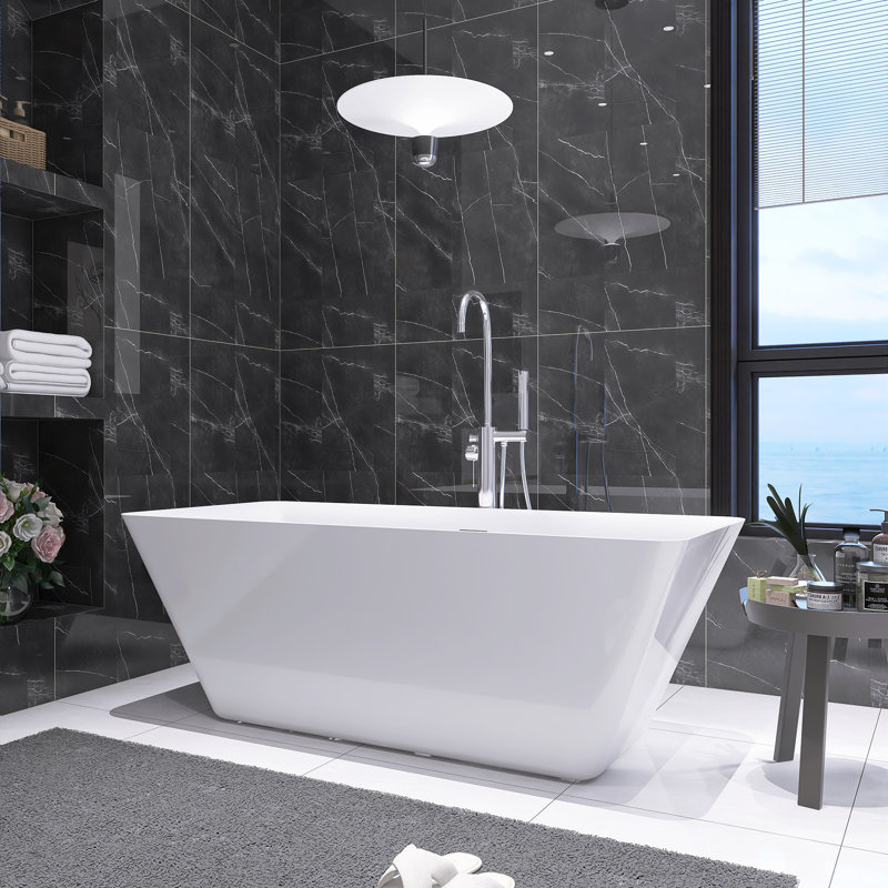 66" X 29.5" Freestanding Tub Acrylic Soaking Bathtub