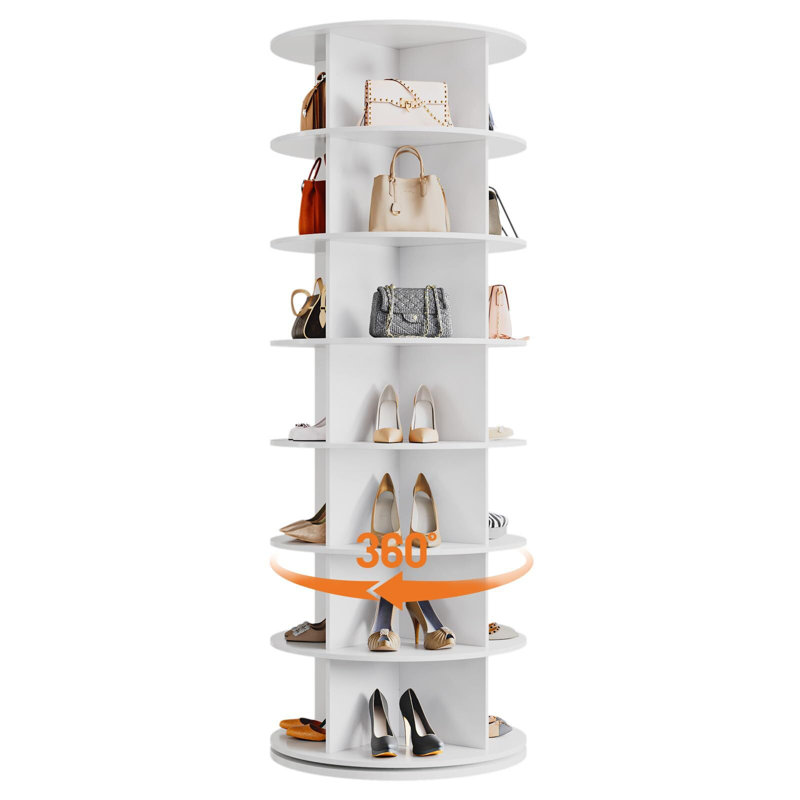 7 Tier Rotating Shoe Rack Tower, 360° Revolving Free Standing Spinning Shoe Organizer, Vertical Spinning Shoes Display, Shoes Rack Storage Round Carousel, Rotate Shoes Closet Organization