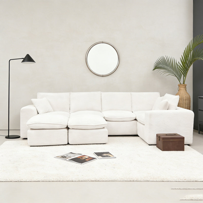 Canapé modulaire en L 107 po, Beige, 7