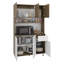 Armoire de cuisine à micro-ondes à 6 portes avec 1 tiroir et 6 compartiments de rangement intérieurs, un comptoir ouvert spacieux et une tablette supérieure ouverte Wilson-489248409