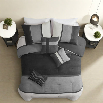 Piece Bedding Sets Faux Suede Queen, Modern Colorblock For Home