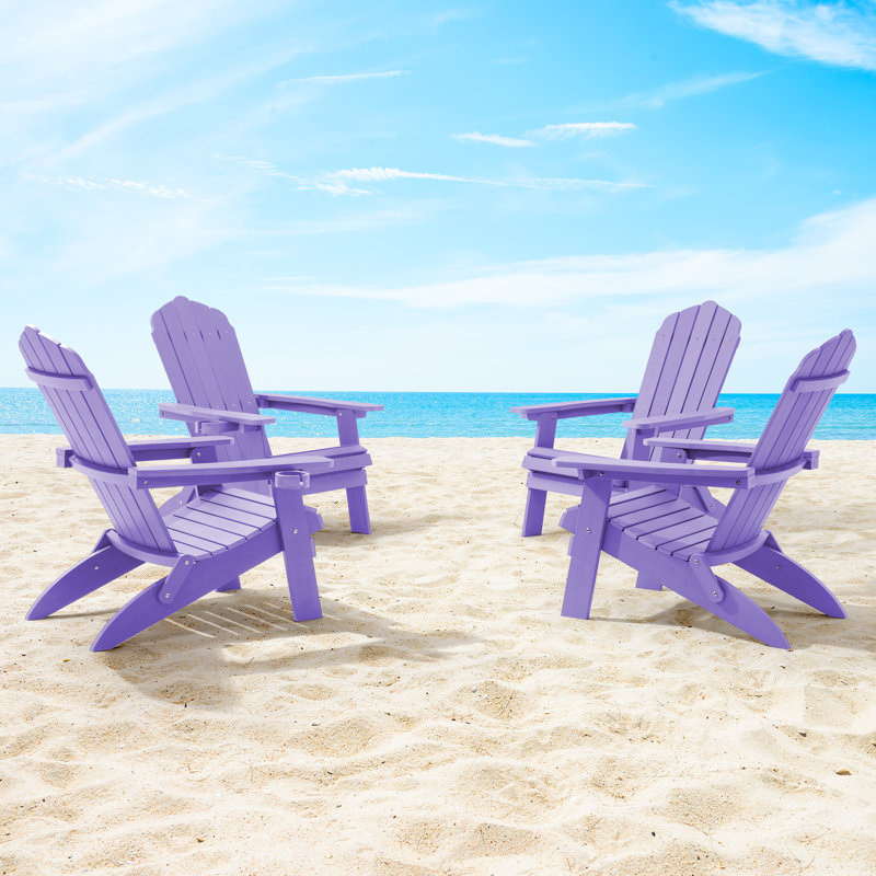 Sam Weather-Resistant Foldable Outdoor Adirondack Chair, Purple