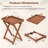 Outdoor Wood Tray Table w/Removable Serving Tray & Folding Frame for Porch-1725300174