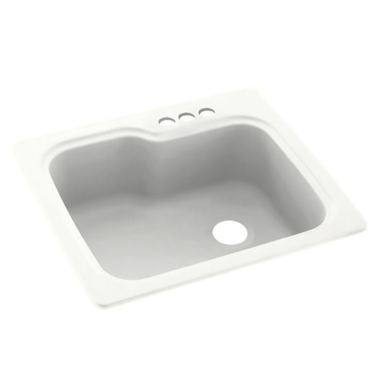 25'' L Mounting / Installation Required Single Bowl Solid Surface Kitchen Sink, 3 Hole, Off White