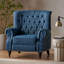 Fauteuil inclinable bleu marine - Dossier capitonné + accoudoirs roulés avec détails rivetés