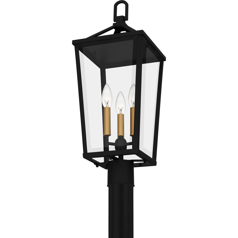 Gamlet 3-Light Matte Black Outdoor Post Lantern