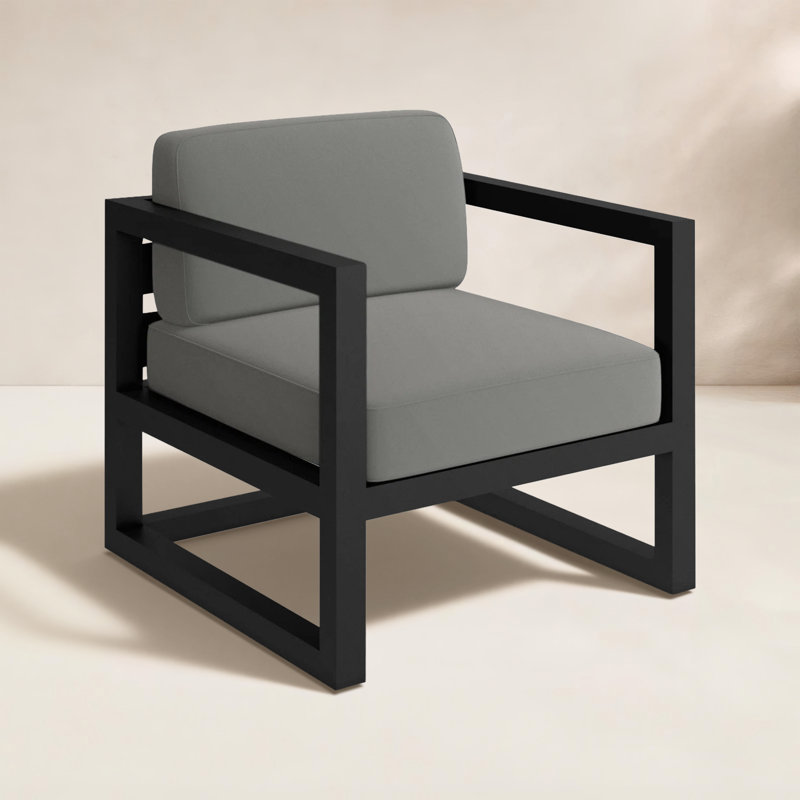 Avion Patio Chair with Sunbrella Cushions, Canvas Charcoal Sunbrella® Canvas, Black