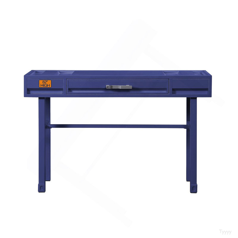 Metal Vanity Desk With One Drawer, Blue, Blue