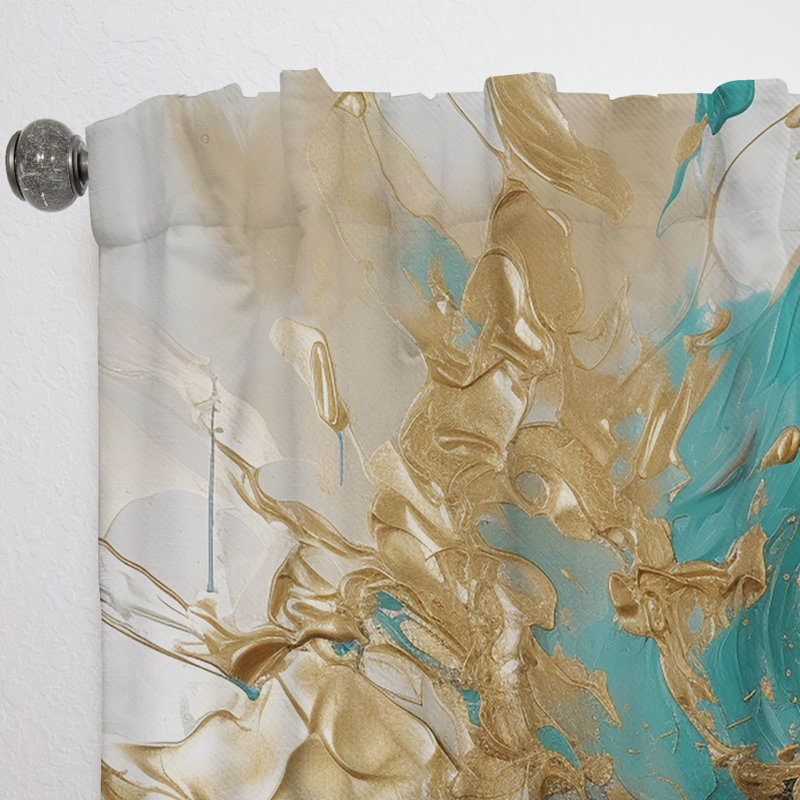 Encre fluide de marbre or et turquoise - olliver, L 52 po x L 95 po