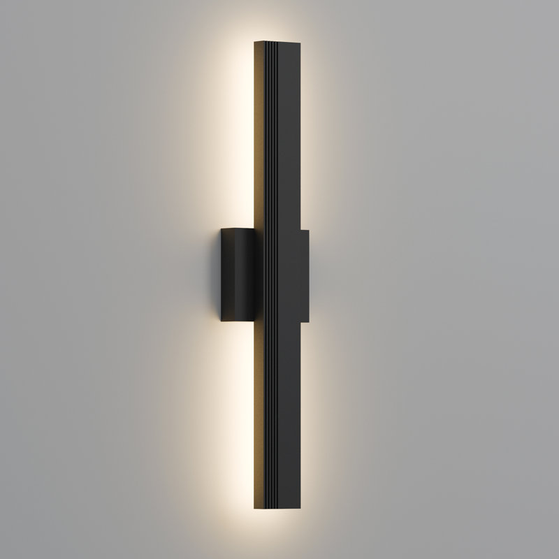 Applique murale d'extérieur linéaire en aluminium noir à DEL à intensité variable, H 23,6 po x l 2,4 po x P 2 po