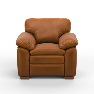 Capri 44" Wide 100% Full Top Grain Leather Chair with Ottoman