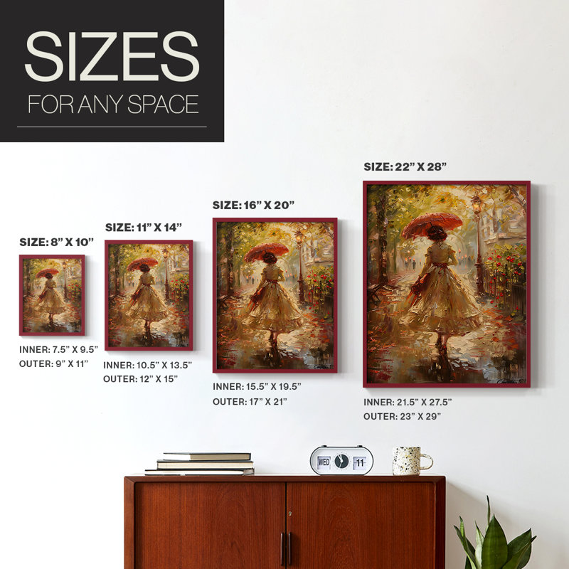 Reproduction encadrée WOMEN Series DCLXIX - bois massif, H 11 po x l 9 po, Rouge