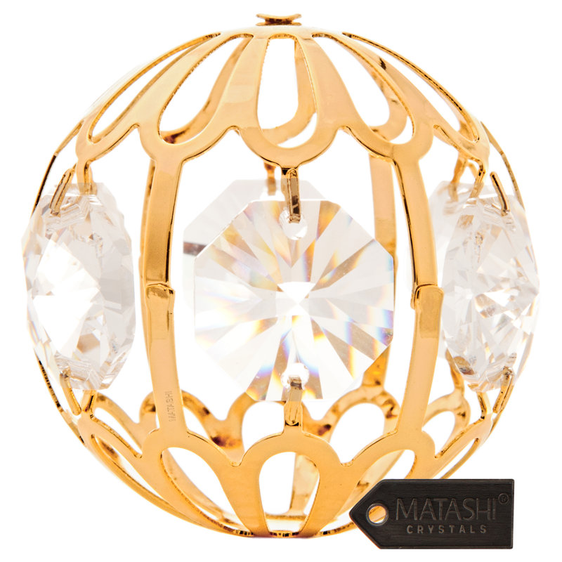 Ornement boule de noël en cristal garniture cloutée