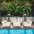 outdoor 4 piece foam filled modular bean bag patio conversation set, stain resistant olefin fabric outdoor sectional-67566686