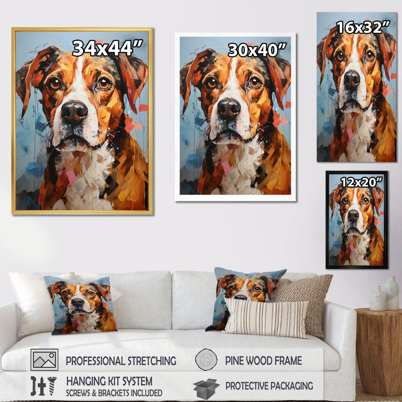 Beagle Bliss sur impression sur toile, H 20 po x l 12 po x P 1 po, Cadre simple noir