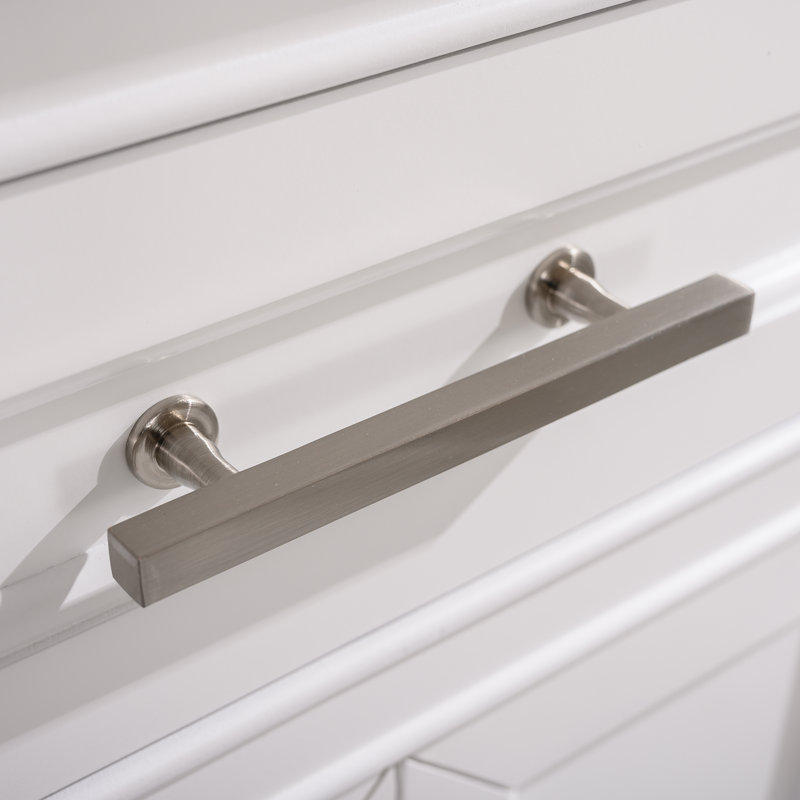 Thompson 54" W Double Bathroom Vanity, White/Brushed Nickel