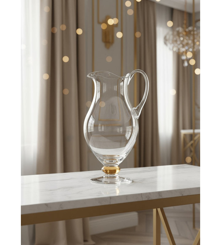 Pichet en verre avec diamant ambre sur pied