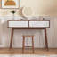 Table d'entrée avec 2 tiroirs à panneaux sculptés, console avec espace de rangement et pieds en bois
