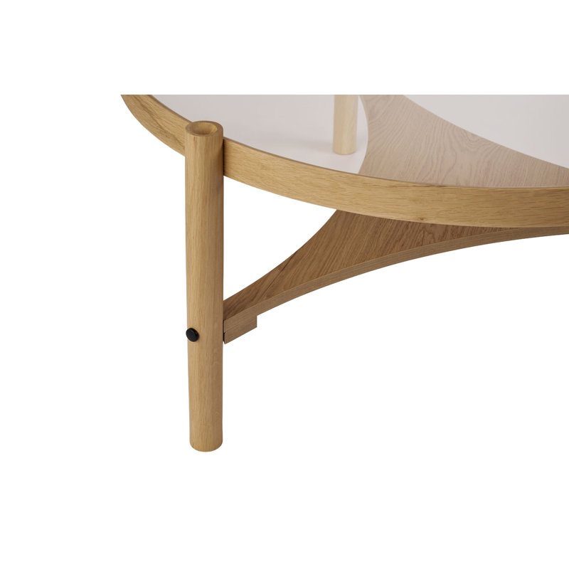 Cloutier Modern Coffee Table, 100% Solid Oak Wood with 0.16 in. Thick Tempered Glass Top, 39.4 x 18.1 x 39.4 inches | Scandinavian Design, Stylish & Durable | Perfect for Living Room & Contemporary Spaces