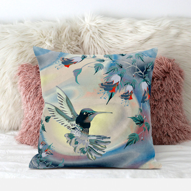 Housse de coussin en polyester pour l'intérieur et l'extérieur, 20 po x 20 po, Jaune/Vert/Bleu