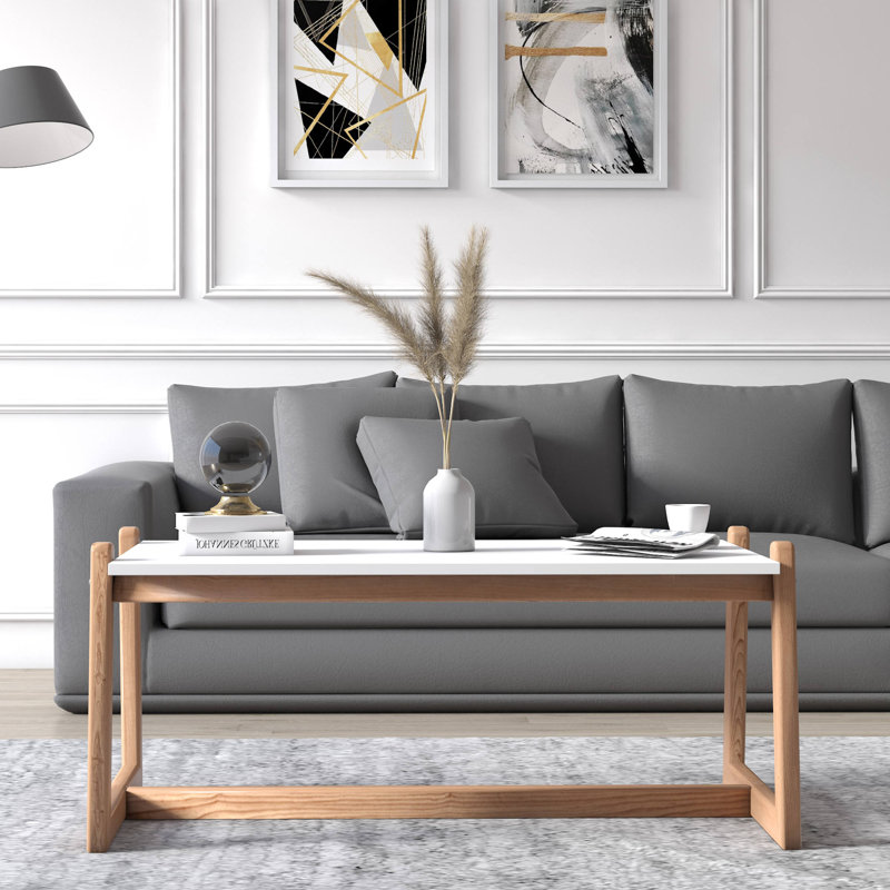 Flow Center Coffee Table, Tea Table with Solid Wood Leg, 116 x 58 x 46 cm Cocktail Table