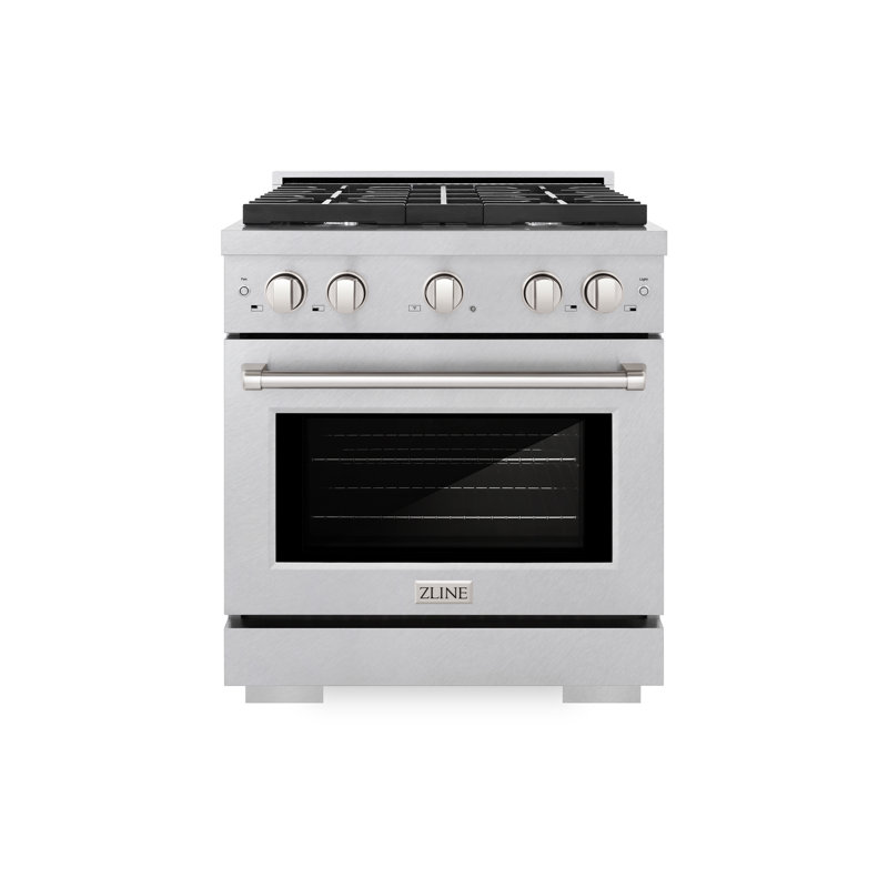 ZLINE 30" Paramount Dual Fuel DuraSnow® Stainless Range w/ 4 Burners & Convection Oven (SDRS-30)