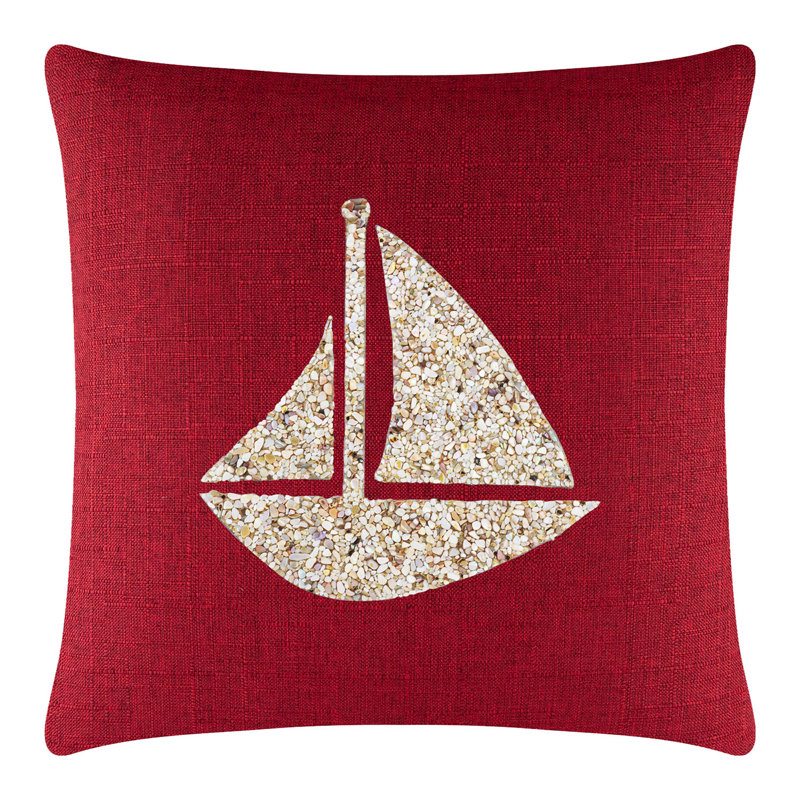 Coussin Sparkles Home Shell | Coussin Coastal, 16 po x 16 po, Rouge