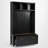 4-in-1 Hall Tree with 6 Golden Hooks, Wood Grain Bench with 2 Drawers and Storage, Black-2086135394