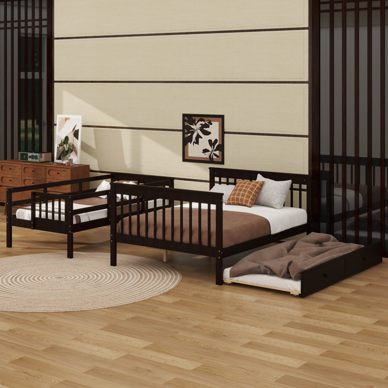 Fashionable Twin-Over-Full Bunk Bed With Trundle, Espresso