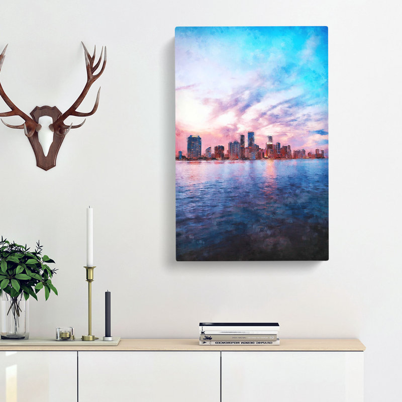 Miami Florida Skyline - Wrapped Canvas, 60cm H x 40cm W x 3cm D