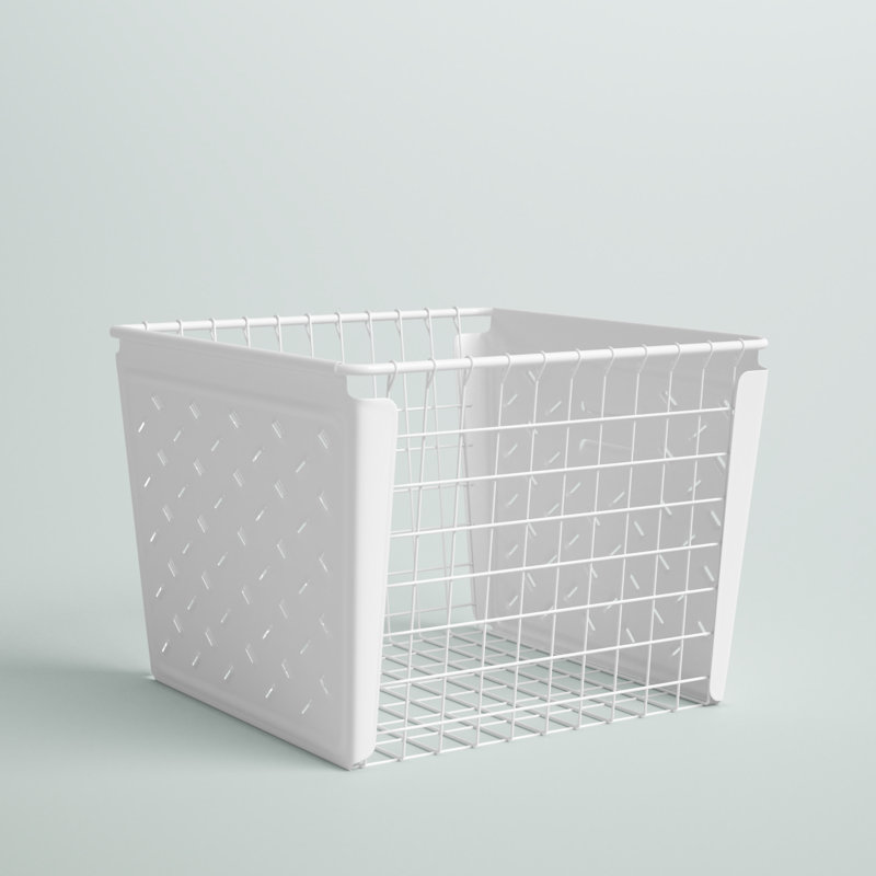 Panier en métal / fil métallique rétro, blanc