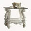 Élégante table de bout en verre blanc et transparent Calla Bone - Table d'appoint carrée avec plateau en verre trempé