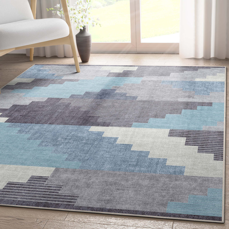 Kehr Portsmouth Southwestern Pattern Blue Flat-Weave Rug, Rectangle 2'3" x 3'11"