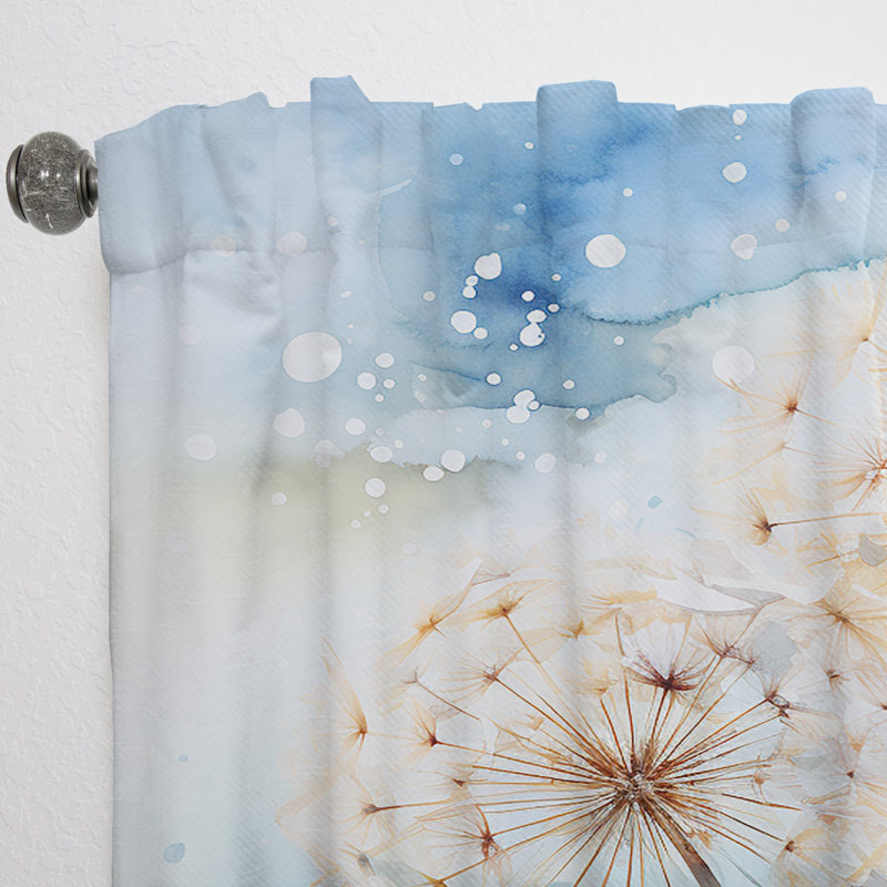 Rideau obscurcissant à motif floral pissenlit - 1 panneaux Lalita, L 52 po x L 108 po