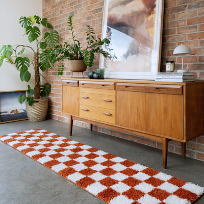 Runner Supai Chequered Machine Tufted Shag Area Rug