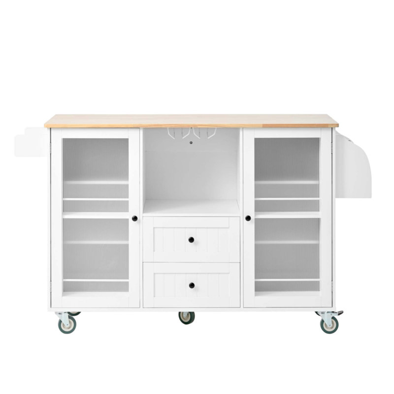 Chariot de rangement mobile pour îlot de cuisine sur roulettes avec plateau Dropleaf