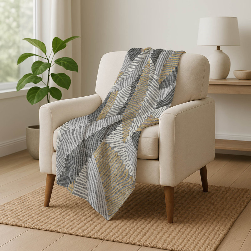 Jeté floral Sherpa ASB904 Addison, Gris