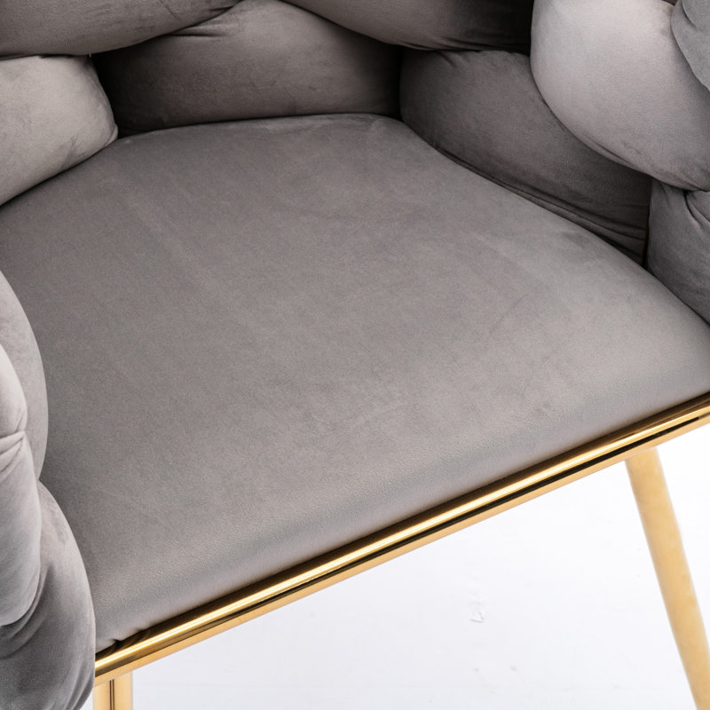 Fauteuil de 28,7 po Masuyo, Velours gris velours, 1