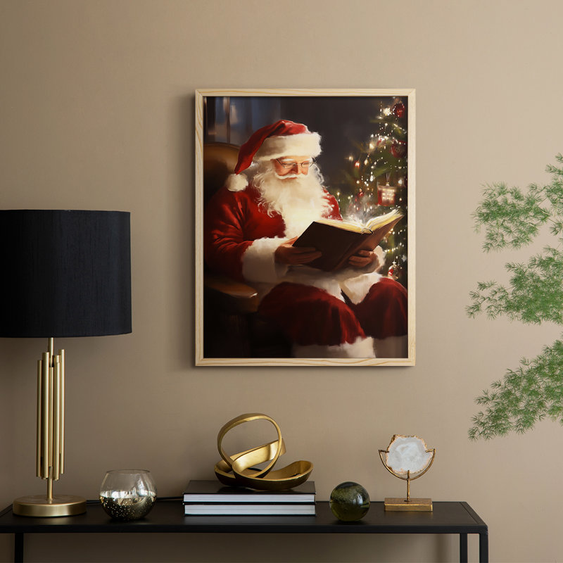 Art de Noël, série 2 - CCXLV III, reproduction d'art encadrée - bois massif, H 15 po x l 12 po, Naturel