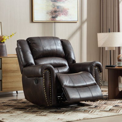 Margena 40.6'' Wide Classic and Super Soft Faux Leather Glider Manual Recliner with Nailed Trim