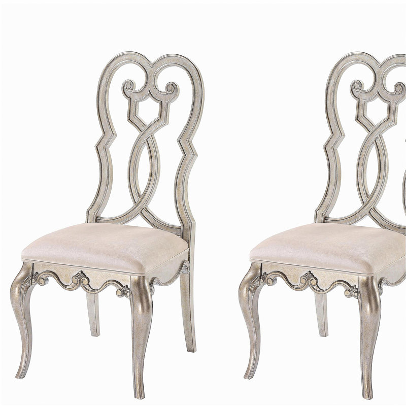 Ensemble de 2 chaises d'appoint ivoire et champagne rétro